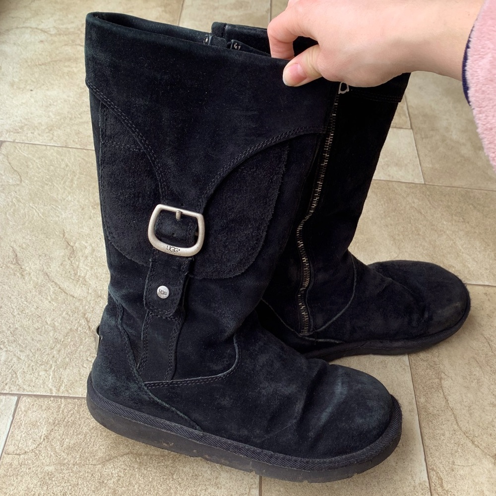Uggs tall black snap button boots